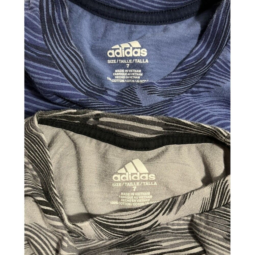 Adidas Boys Youth Long Sleeve Logo Shirts Size 7 Blue Black Gray Lot Of 2 - Picture 3 of 6